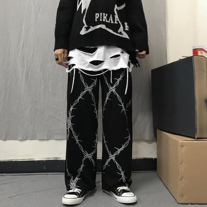 Chain Graphic Baggy Pants
